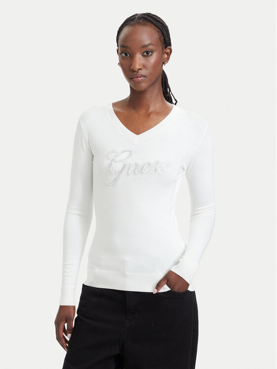 Guess Sweter W6YR29 Z0977 Kremowy Regular Fit