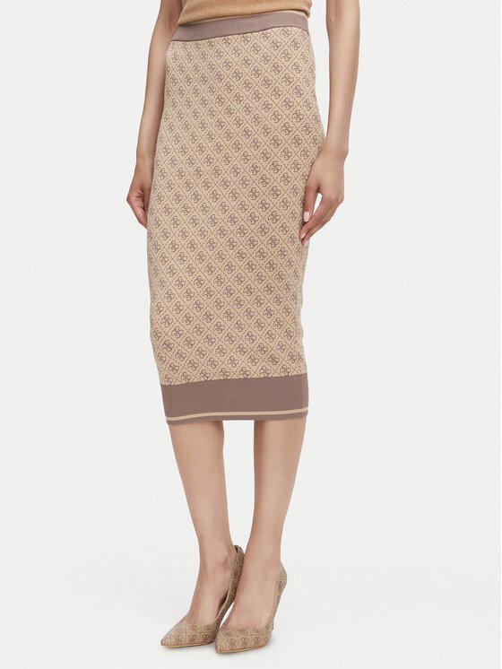 Guess Spódnica ołówkowa W6YD19 Z0961 Beżowy Slim Fit