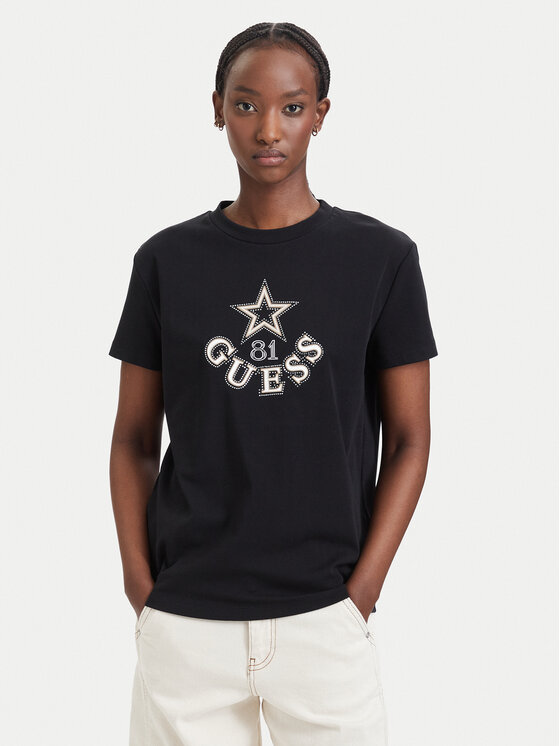 Guess T-Shirt V6YI04 K4268 Czarny Regular Fit
