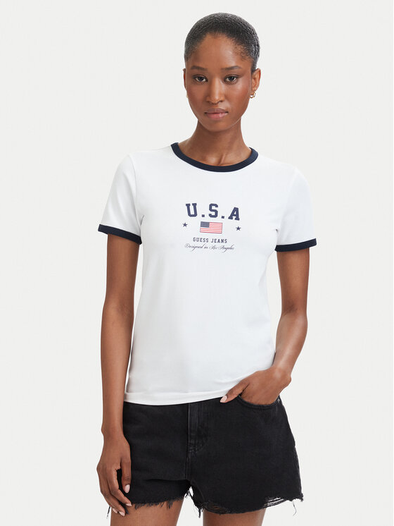 Guess Jeans T-Shirt W6YI16 K3995 Biały Slim Fit