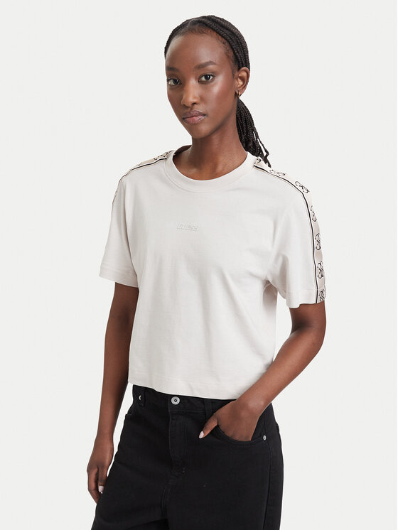 Guess T-Shirt V3RI08 I3Z14 Beżowy Regular Fit