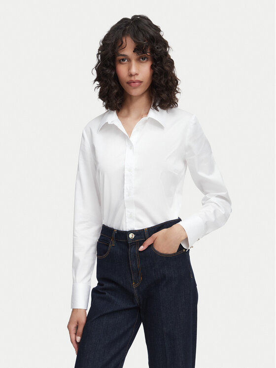 Guess Koszula W6YH10 W2752 Biały Slim Fit