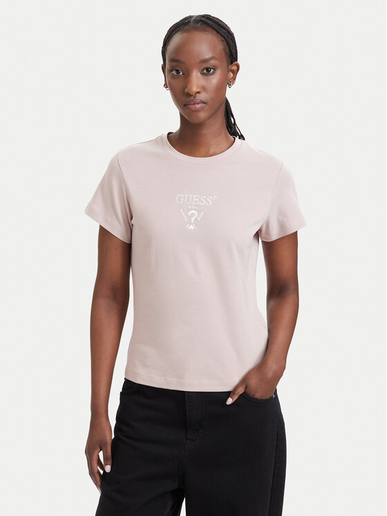 Guess T-Shirt V4YI21 KCDH1 Różowy Regular Fit