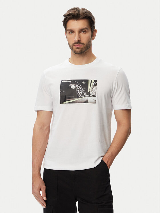 HUGO T-Shirt Te Motors 50566627 Biały Regular Fit