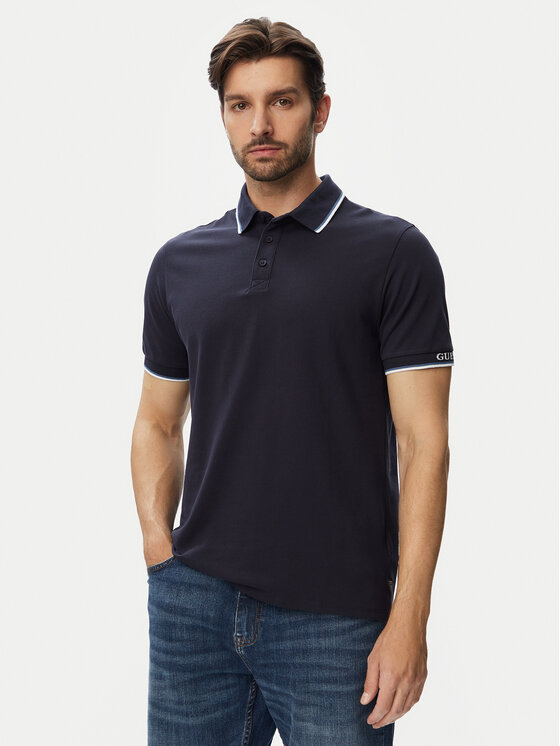 Guess Polo M6YP28 K4475 Granatowy Slim Fit