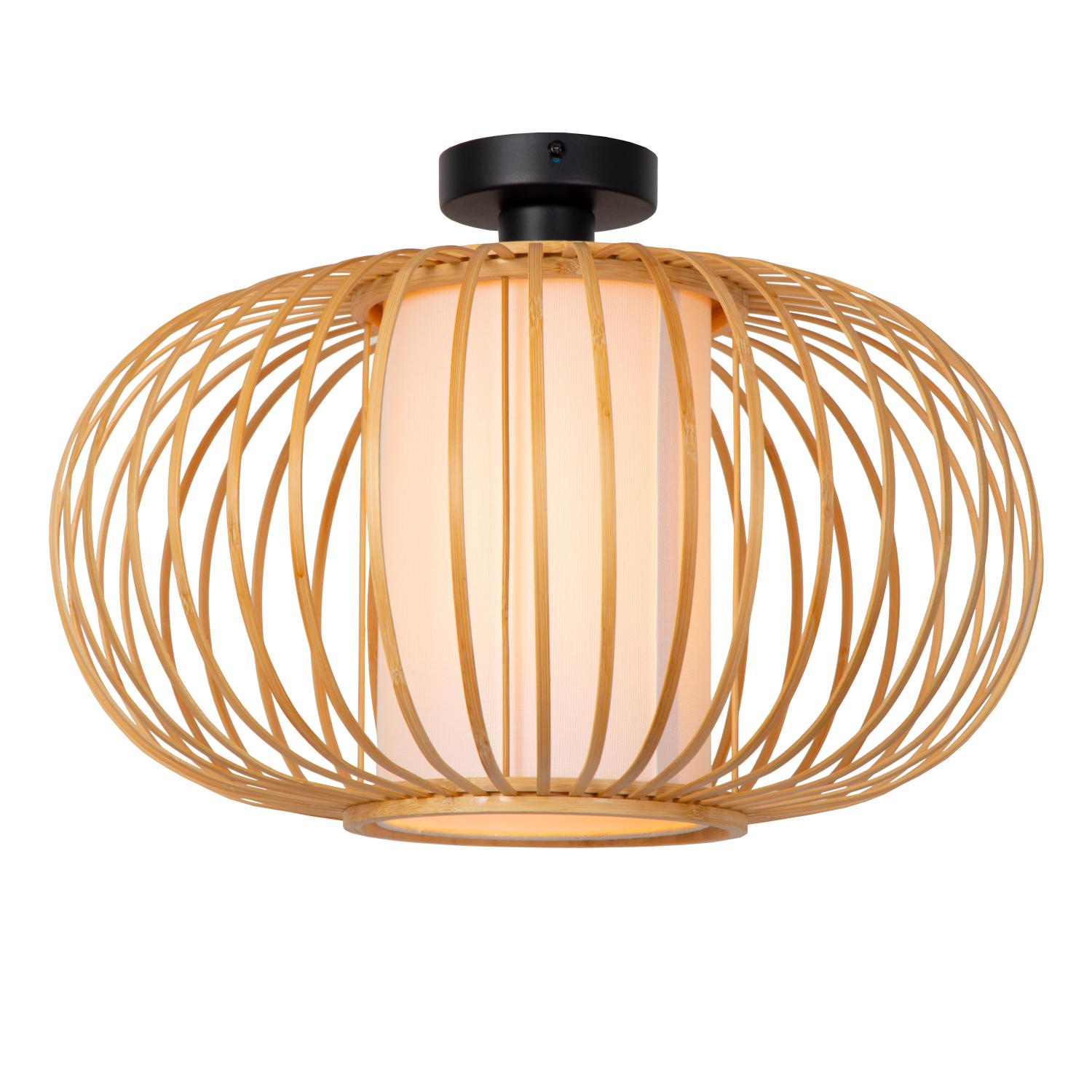 THULINE lampa sufitowa bambusowa 45cm z białym abażurem 1xE27 LUCIDE 05157/45/72
