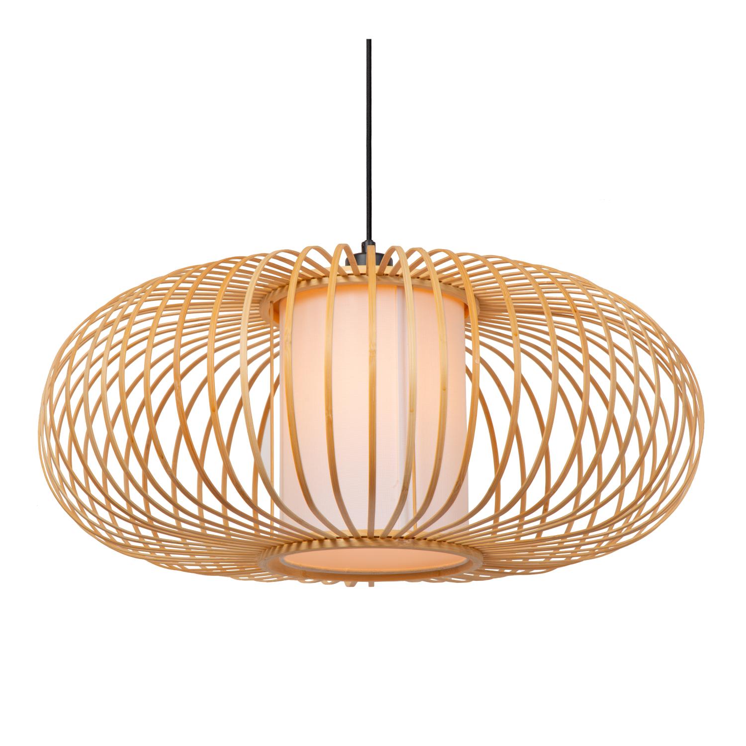 THULINE lampa wisząca bambusowa 60cm z białym abażurem 1xE27 LUCIDE 05457/60/72