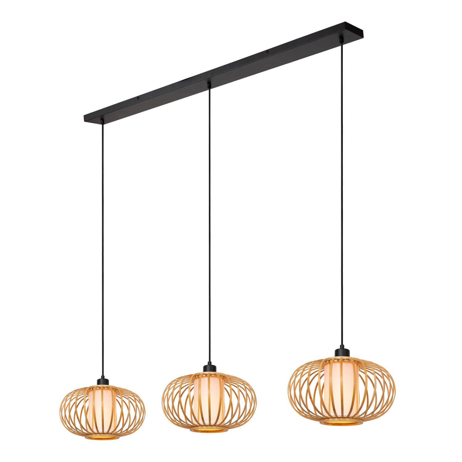 THULINE lampa wisząca potrójna bambusowa z białymi abażurami 3xE27 LUCIDE 05457/03/72