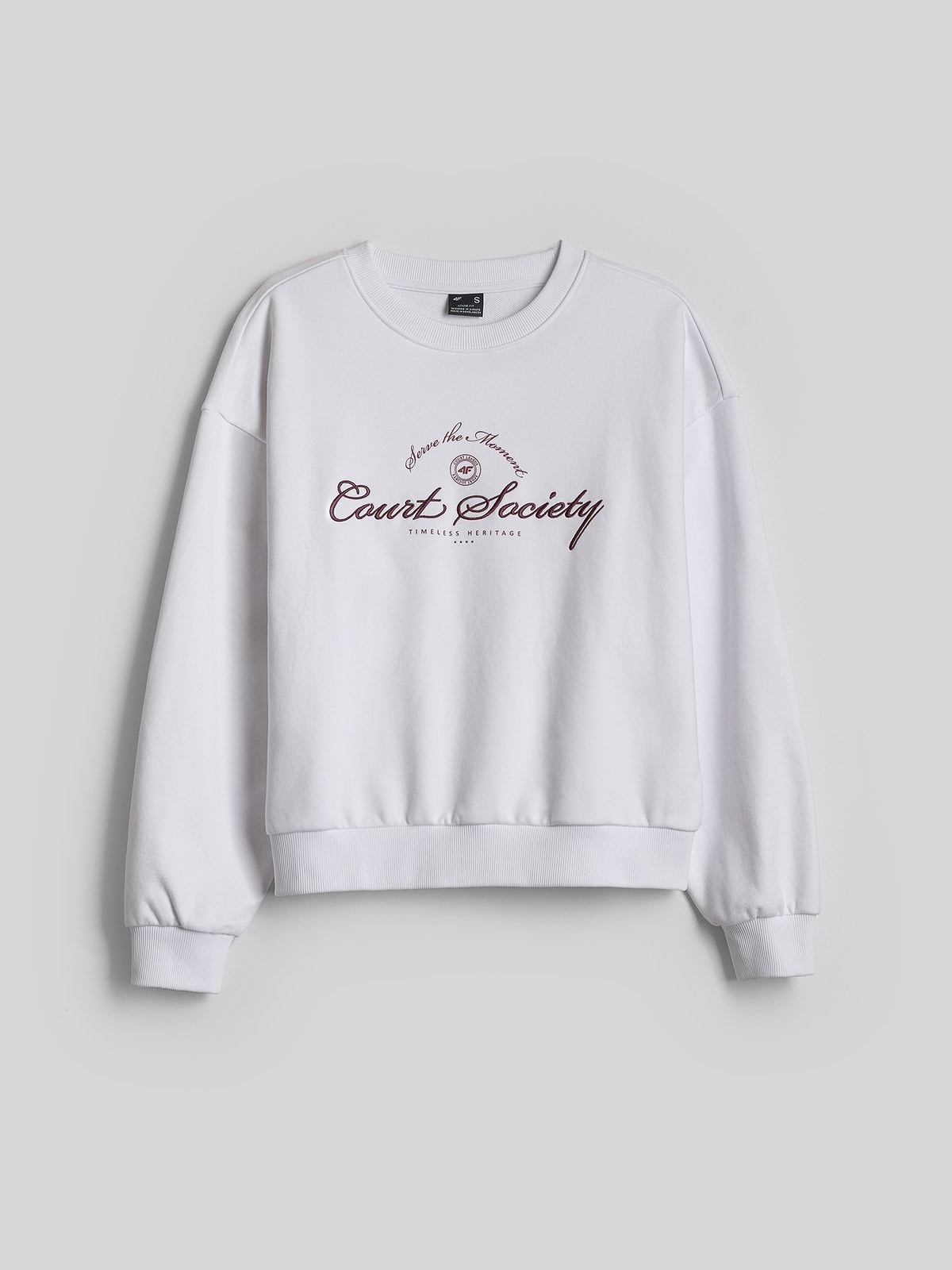 4F Bluza dresowa loose bez kaptura damska - biała XS