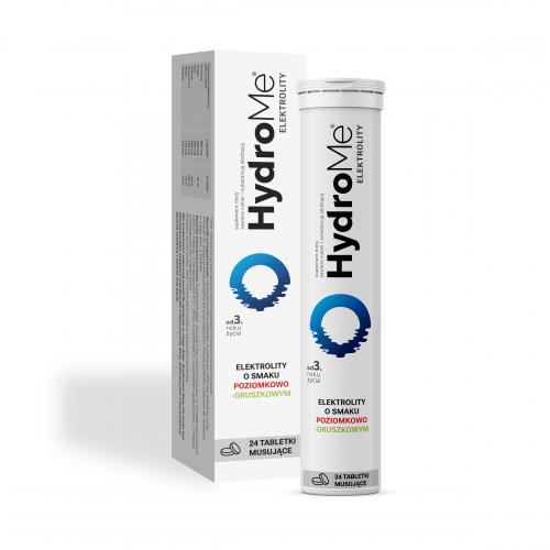 HydroMe Elektrolity o smaku poziomkowo-gruszkowym, 24 tab. mus.