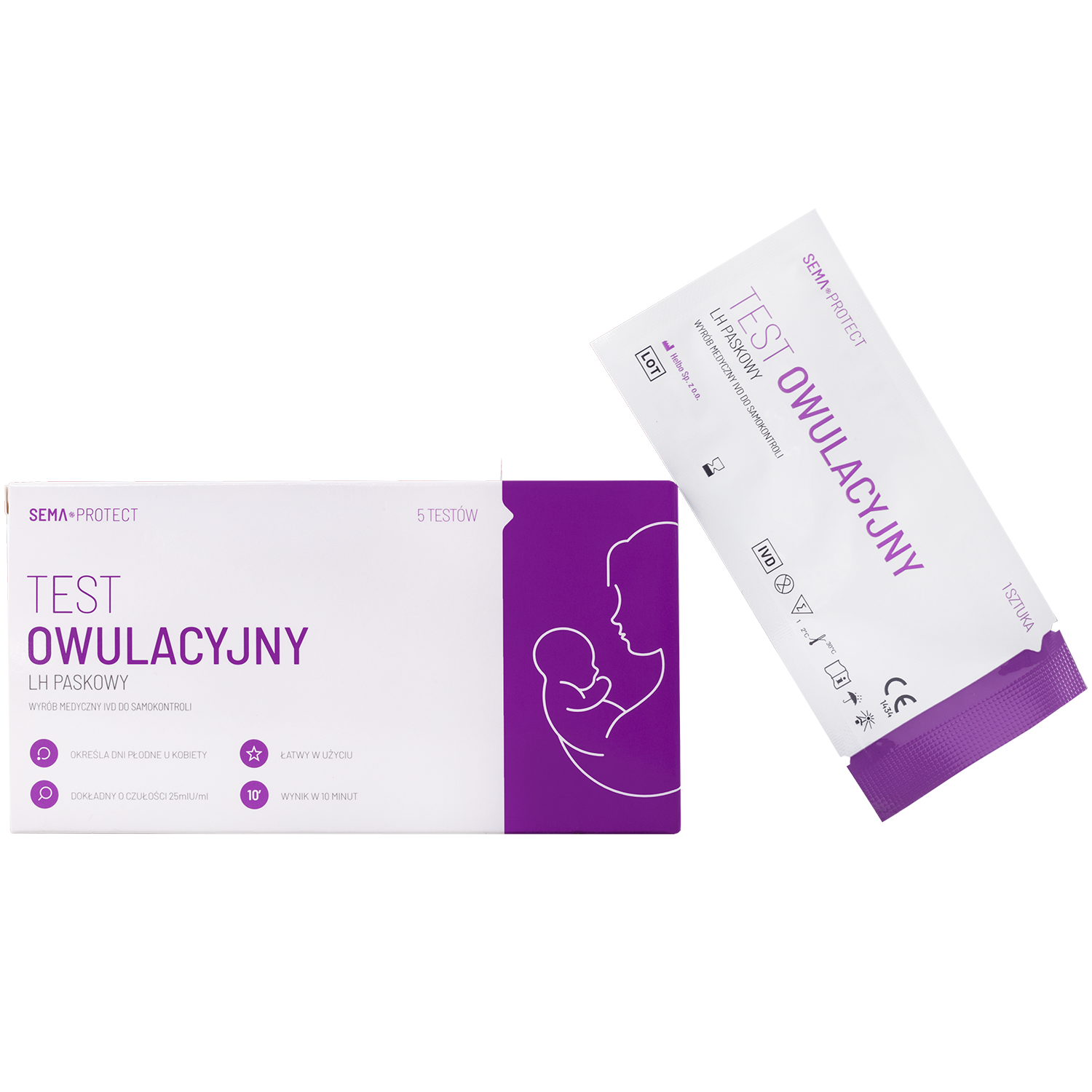 SEMA Protect, test owulacyjny LH paskowy, czuły 25 mIU/ml, 5 sztuk