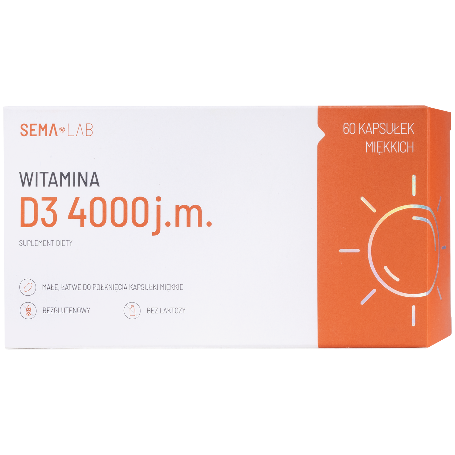 SEMA Lab Witamina D3 4000 j.m., 60 kapsułek miękkich