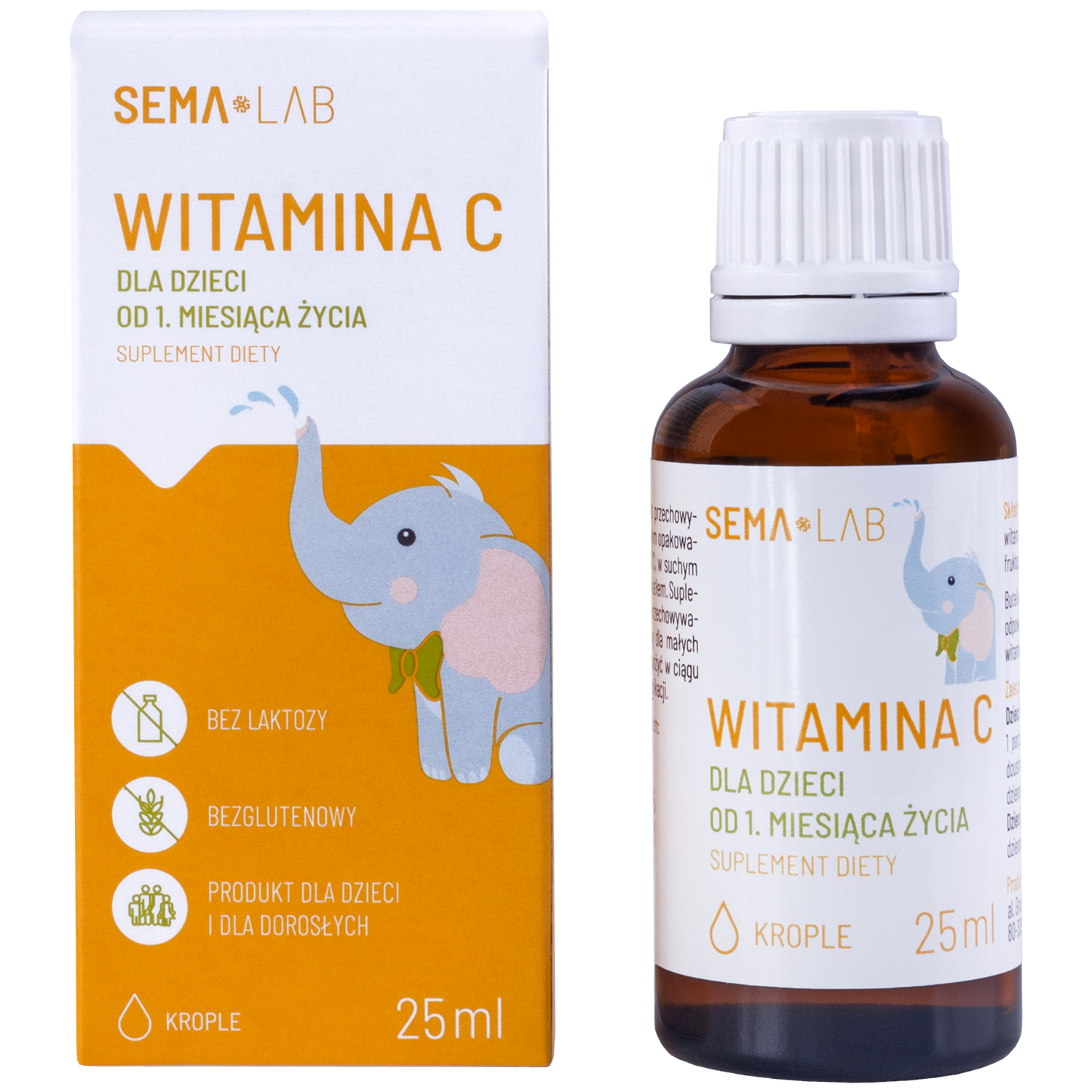 SEMA Lab Witamina C dla dzieci od 1 miesiąca, krople, 25 ml