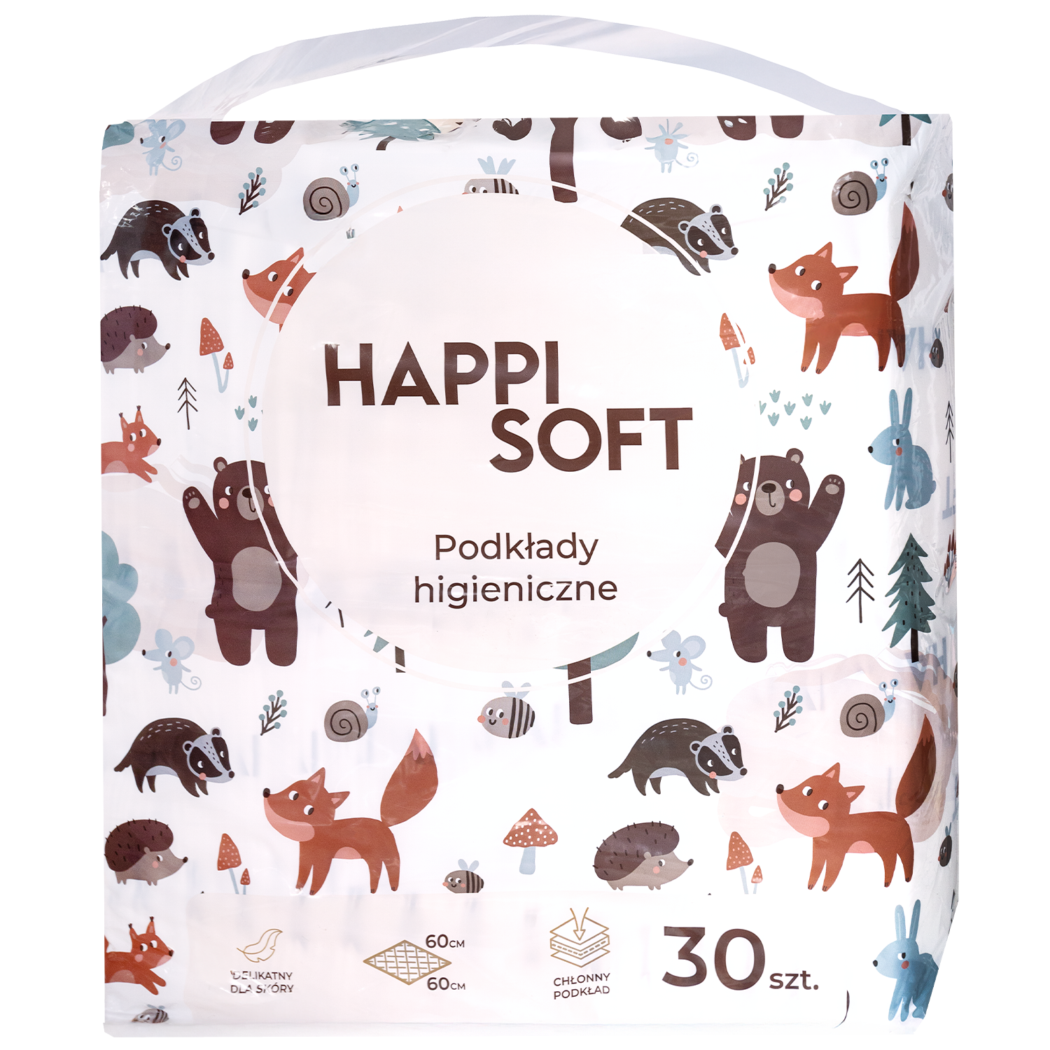 Happi Soft, podkłady higieniczne dla dzieci, 60 cm x 60 cm, 30 sztuk