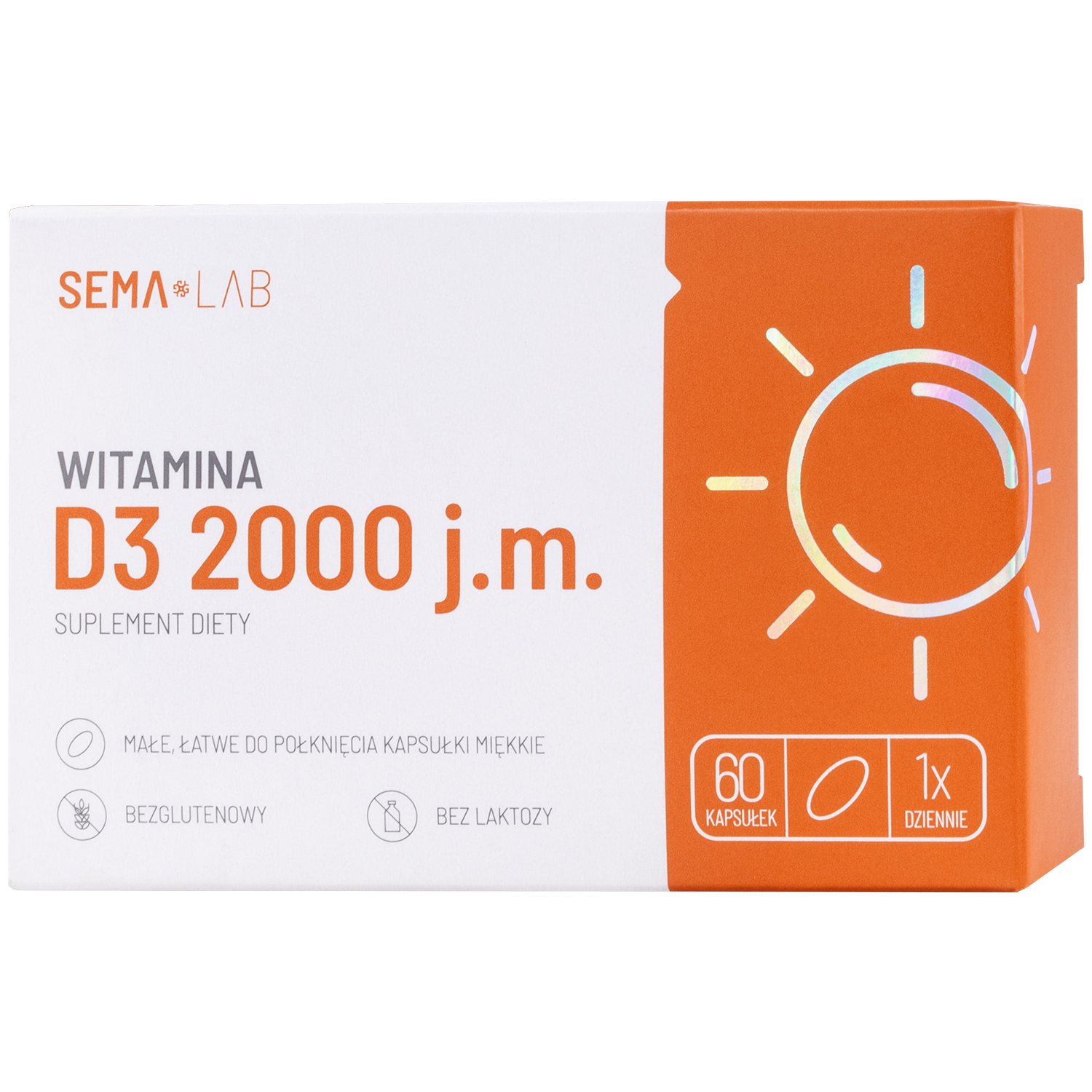 SEMA Lab Witamina D3 2000 j.m., 60 kapsułek miękkich
