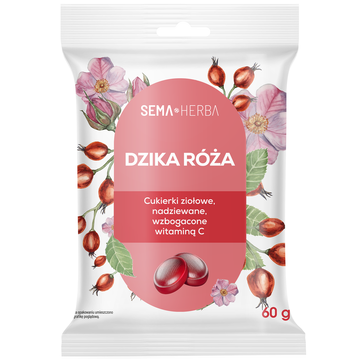 SEMA Herba Ziołowe cukierki z dziką różą i witaminą C, 60 g