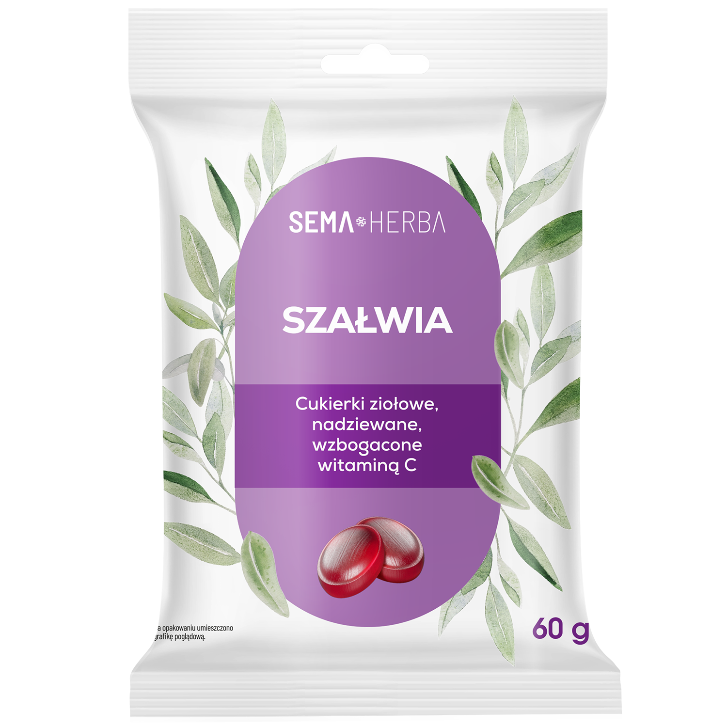 SEMA Herba Ziołowe cukierki z szałwią i witaminą C, 60 g