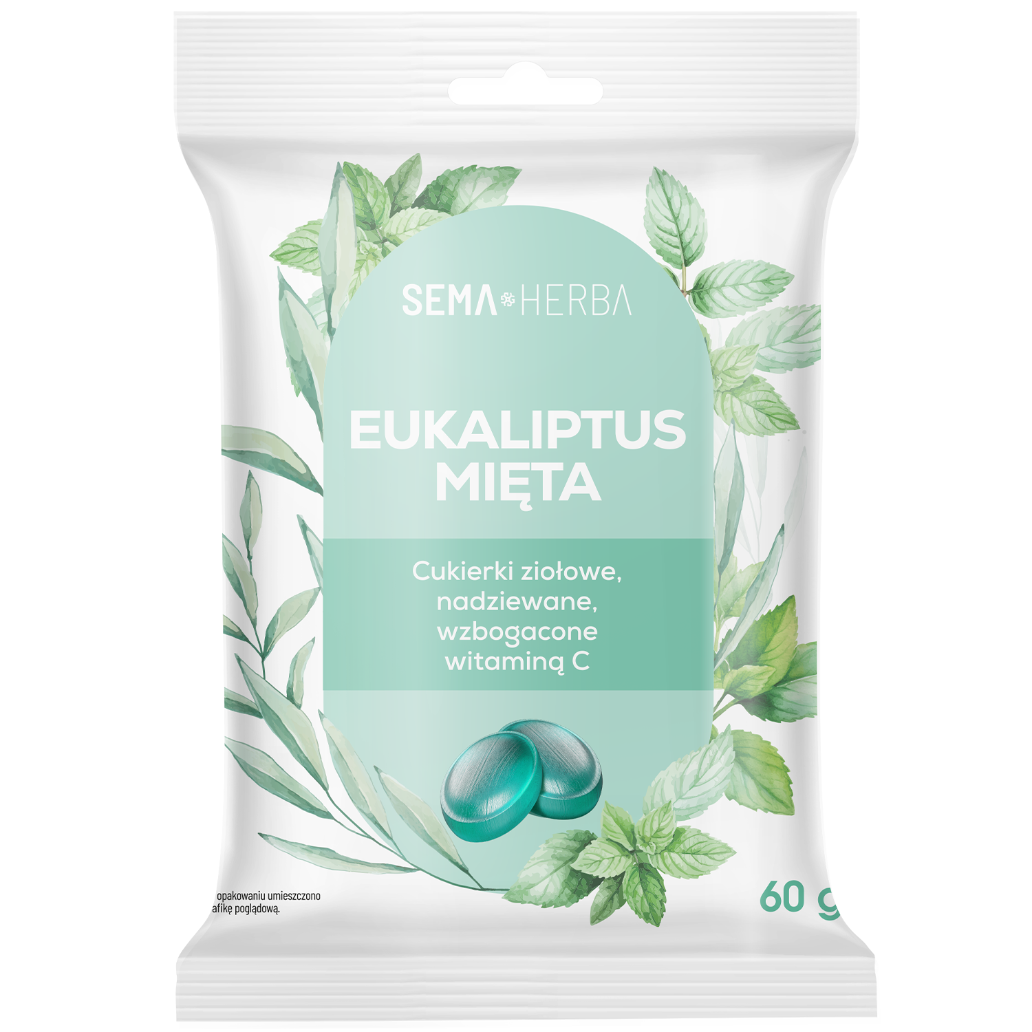 SEMA Herba Ziołowe cukierki z eukaliptusem, miętą i witaminą C, 60 g