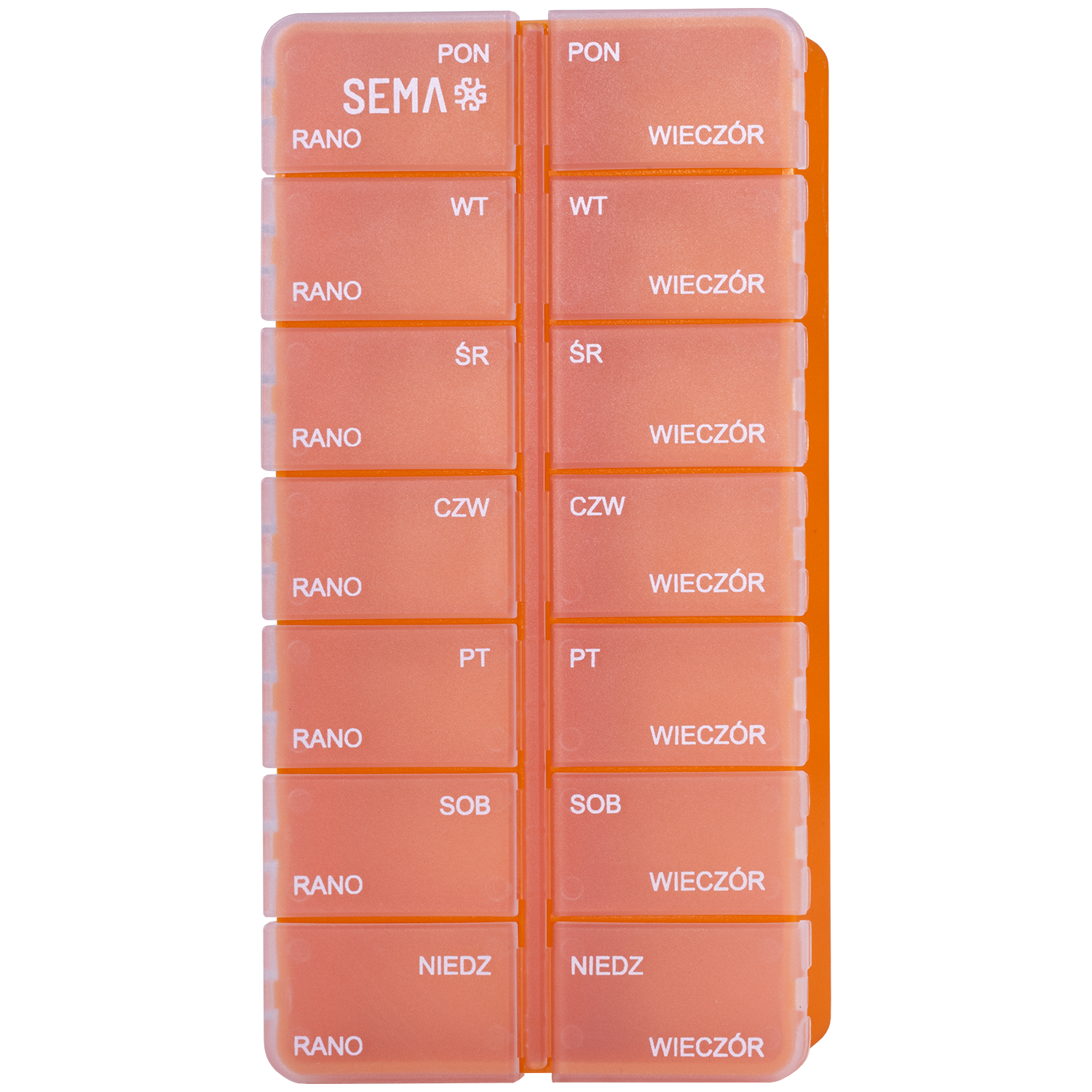 SEMA Protect, kasetka do leków tygodniowa, dwukomorowa