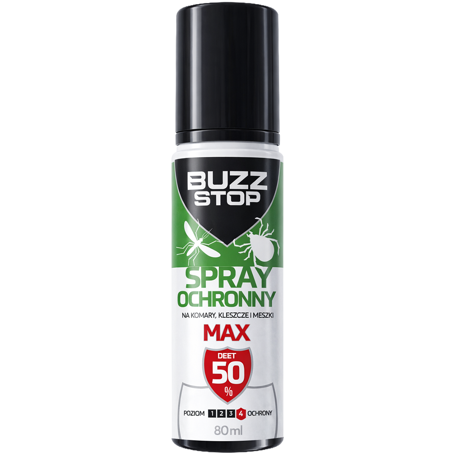 BuzzStop, płyn na komary, kleszcze i meszki, DEET 50%, 80 ml