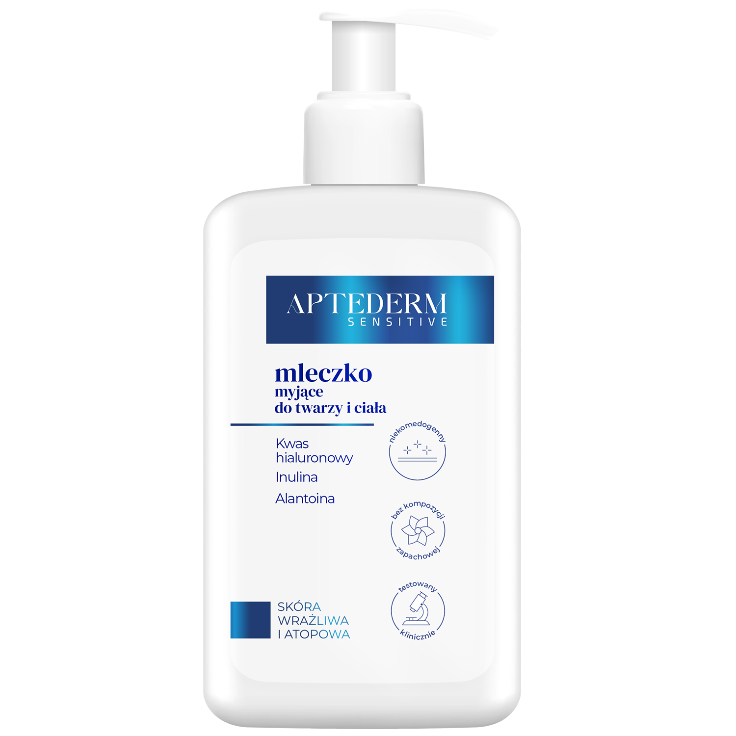 Aptederm Sensitive, mleczko myjące do twarzy i ciała, skóra wrażliwa i atopowa, 400 ml