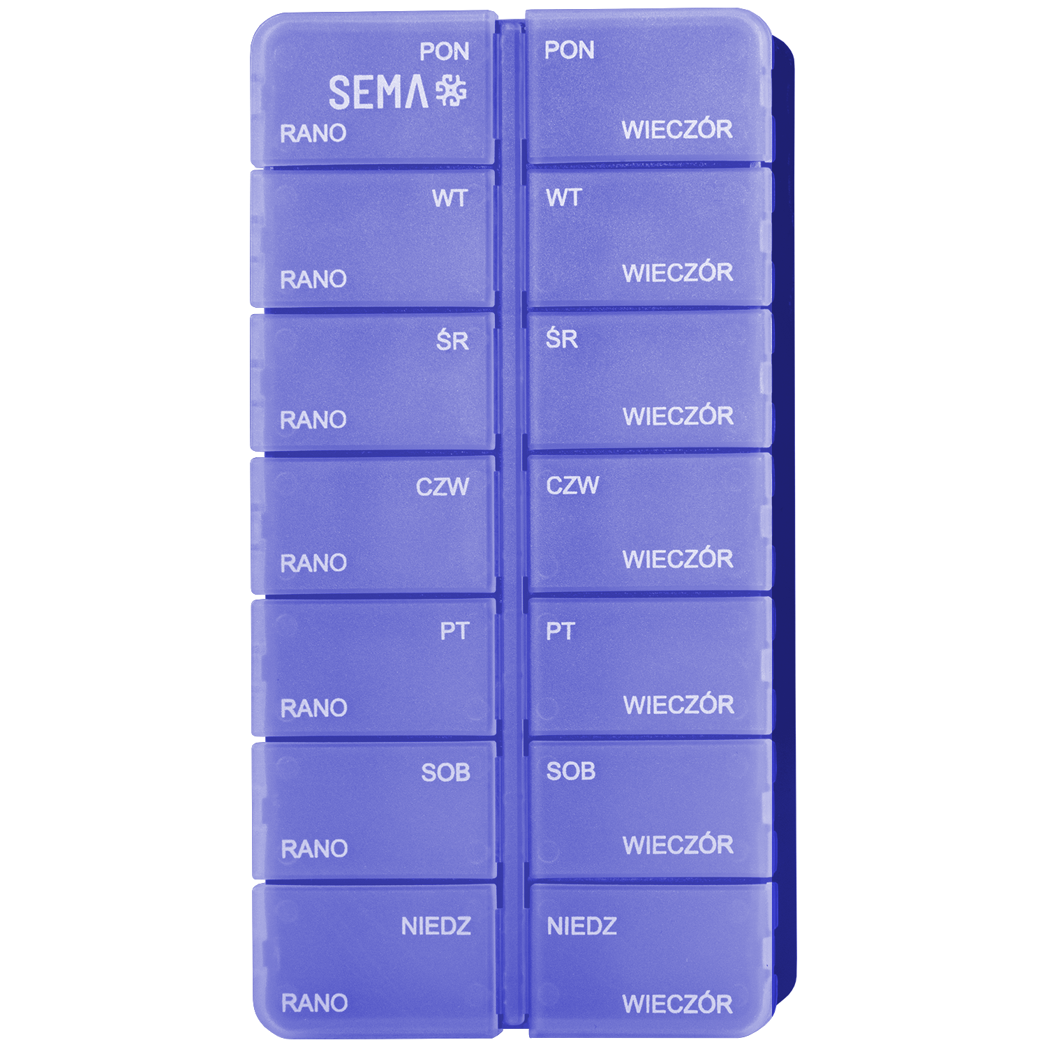 SEMA Protect, kasetka do leków tygodniowa, dwukomorowa, granatowa