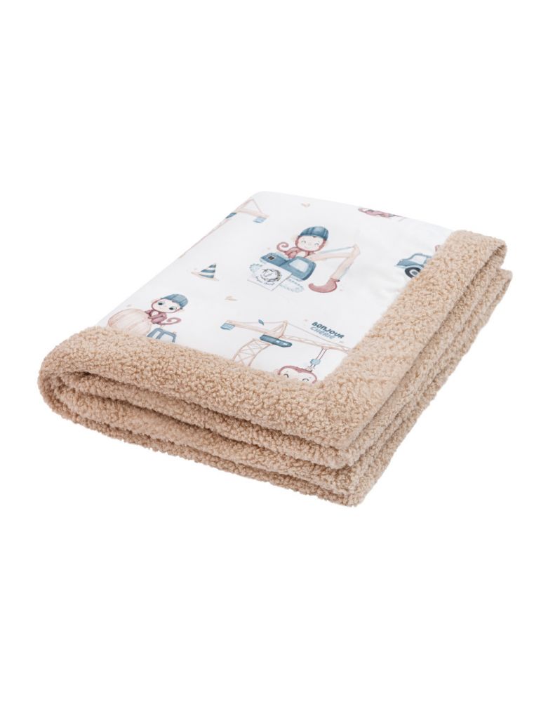 Bonjour Cherie Kocyk Niemowlaka bawełna i boucle 65/75 cm Monkey