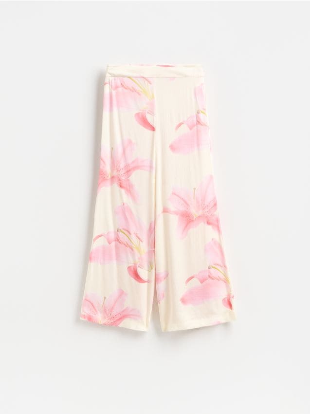 Reserved - Szerokie spodnie w kwiaty - wielobarwny