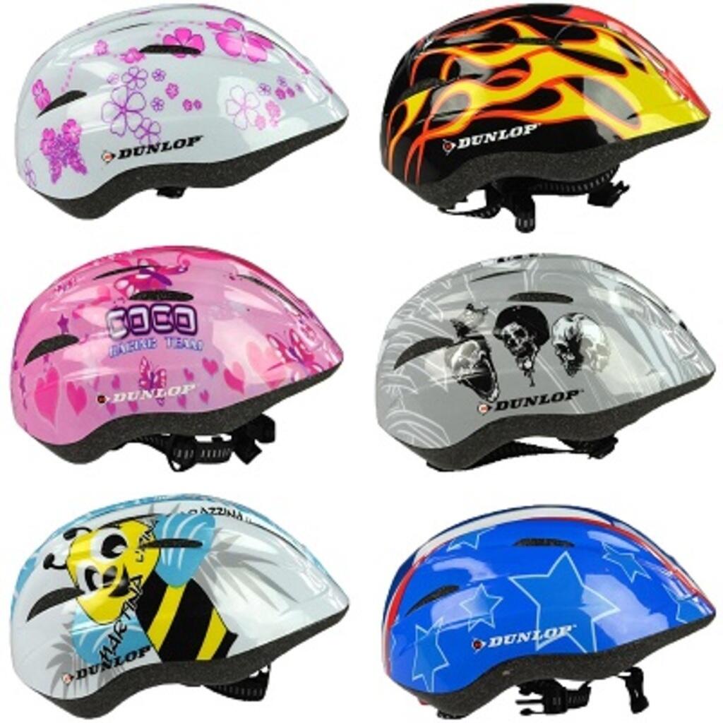 DUNLOP Kask dziecięcy uniwer. 48-52cm biało-błękitny w pszczółki