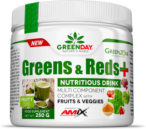Mieszanka naturalnych ekstraktów z warzyw i owoców wzbogacona o witaminy i probiotyki - Amix GreenDay (Greens&Reds)