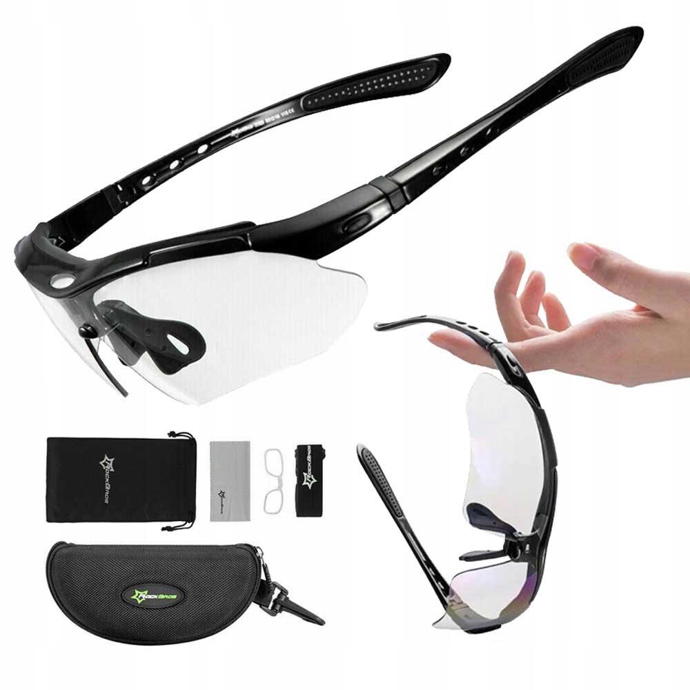 Okulary rowerowe fotochromowe z filtrem UV 400 czarne ROCKBROS