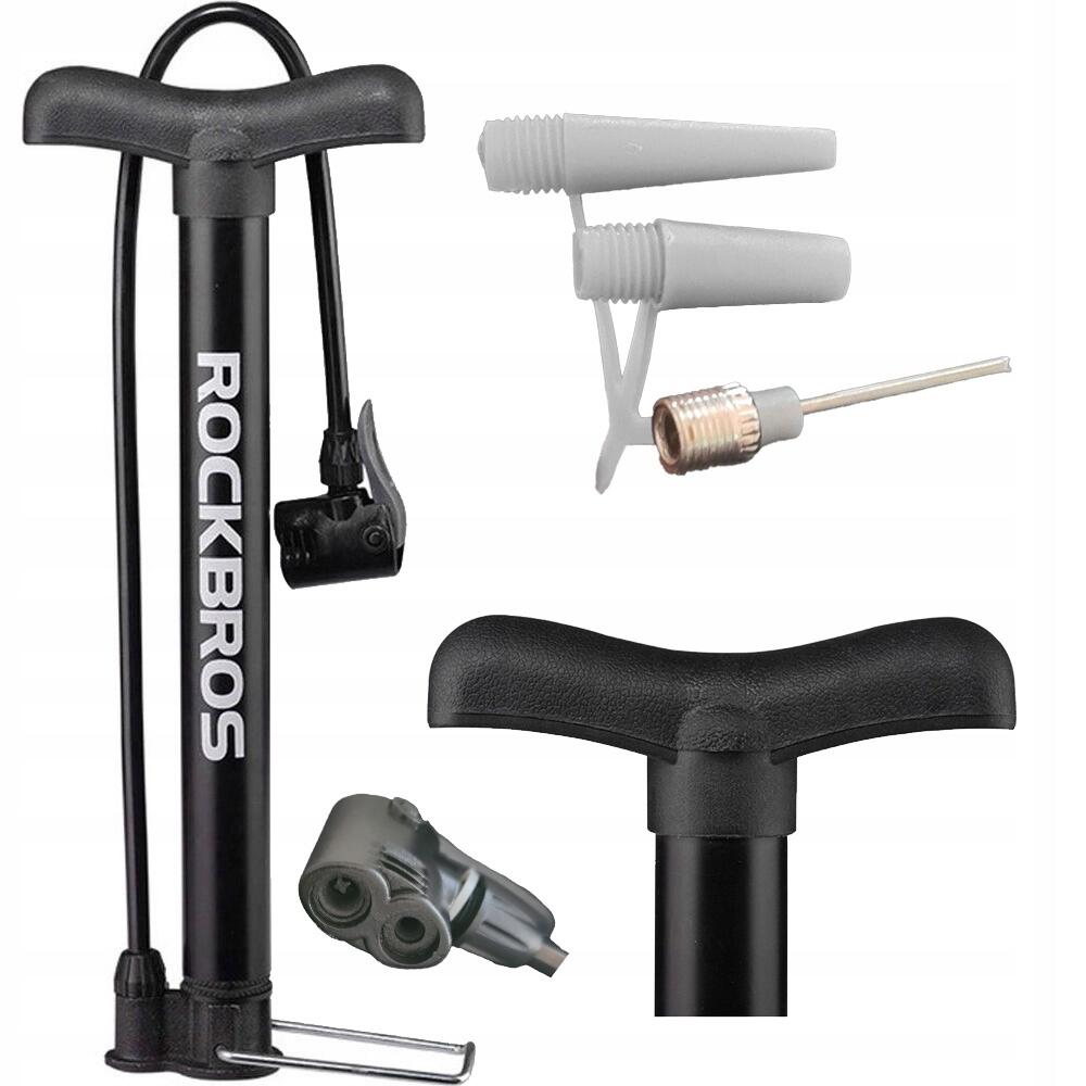 Pompka rowerowa podłogowa 120psi / 8bar końcówki do piłek materacy - czarna ROCKBROS
