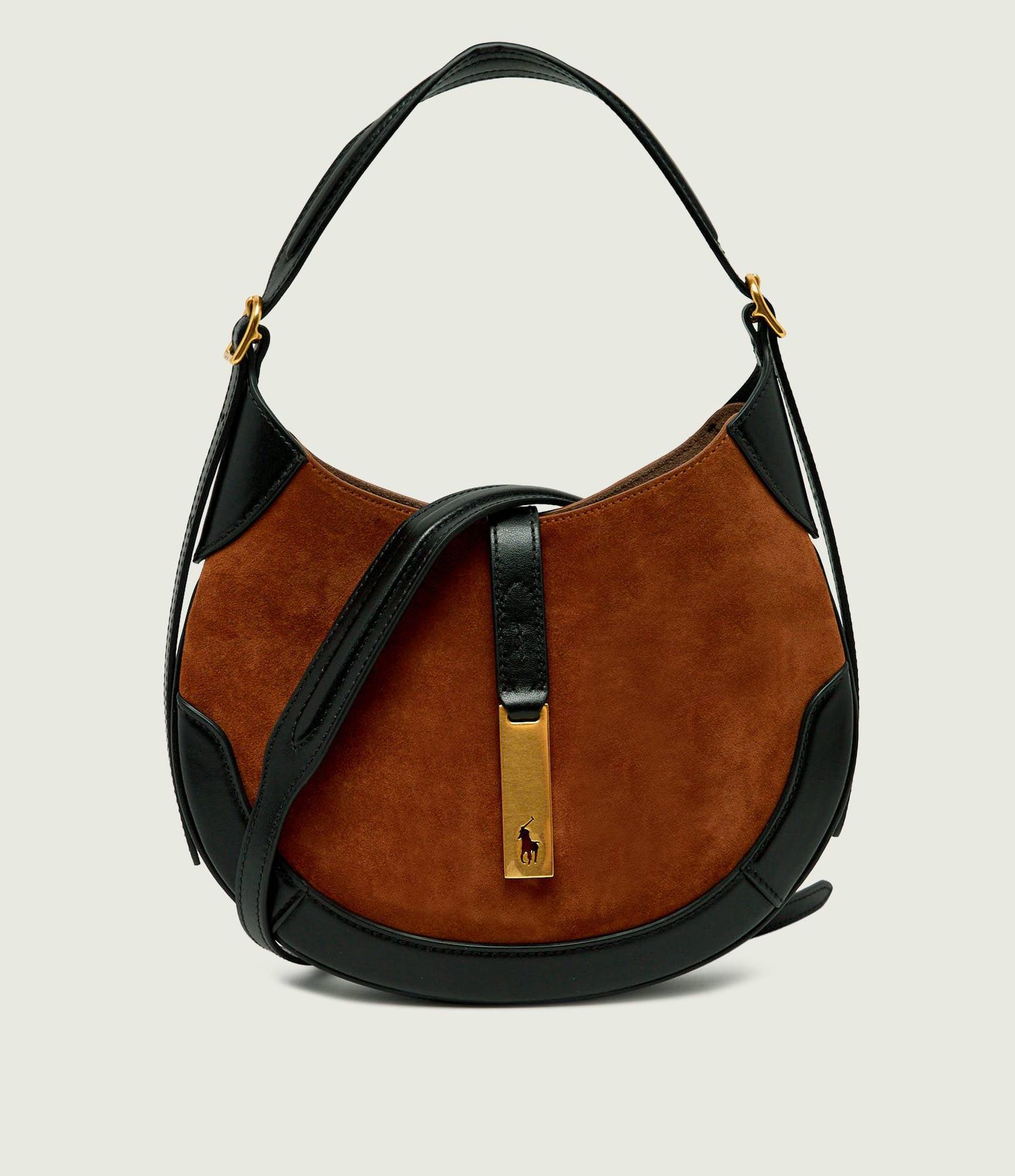 POLO RALPH LAUREN Hobo Id zamsz z dodatkiem skóry