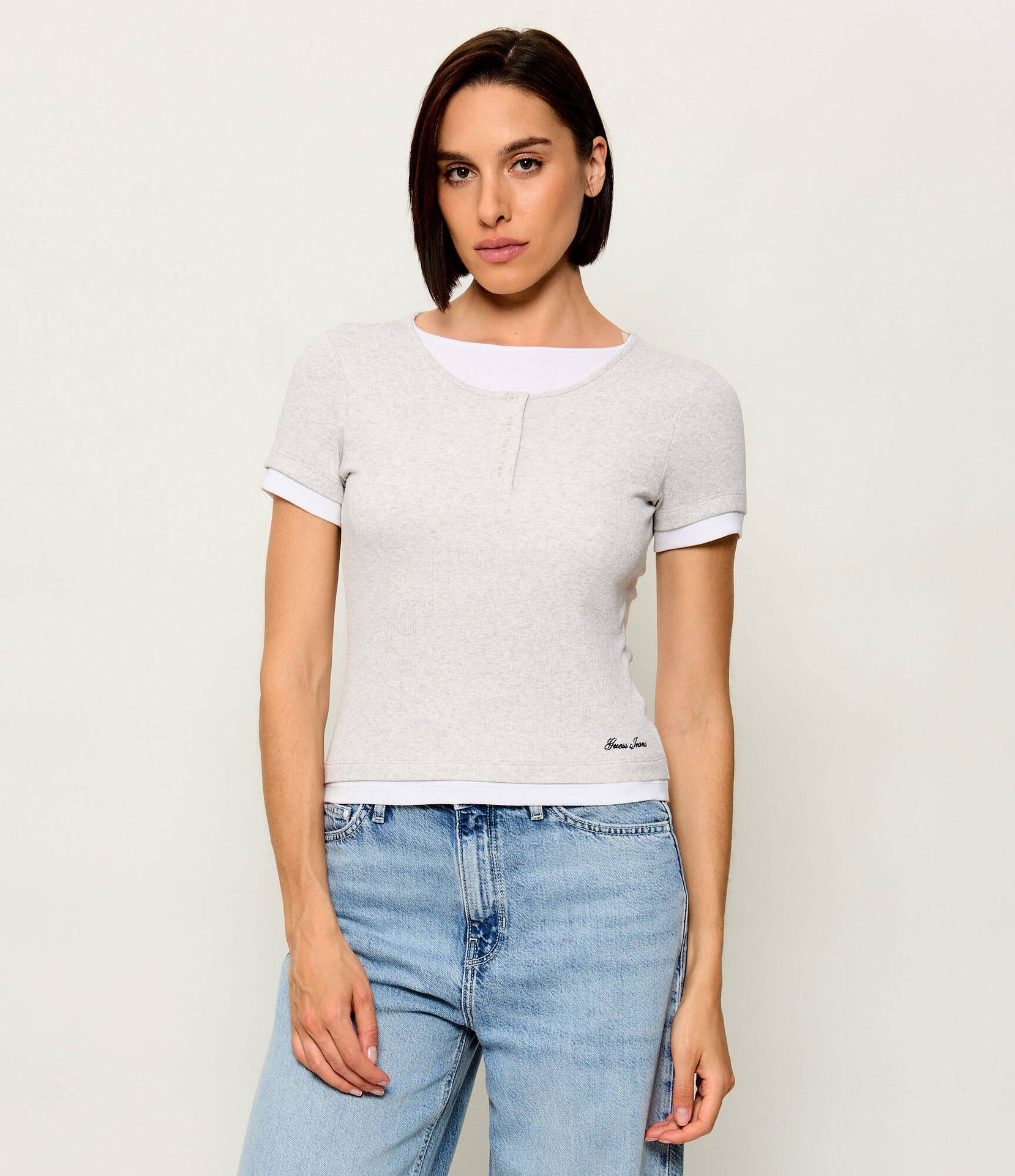 Guess Jeans Bluzka Henley Slim Fit