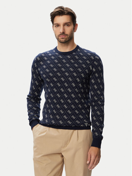 Guess Sweter M6YR11 Z0916 Granatowy Regular Fit