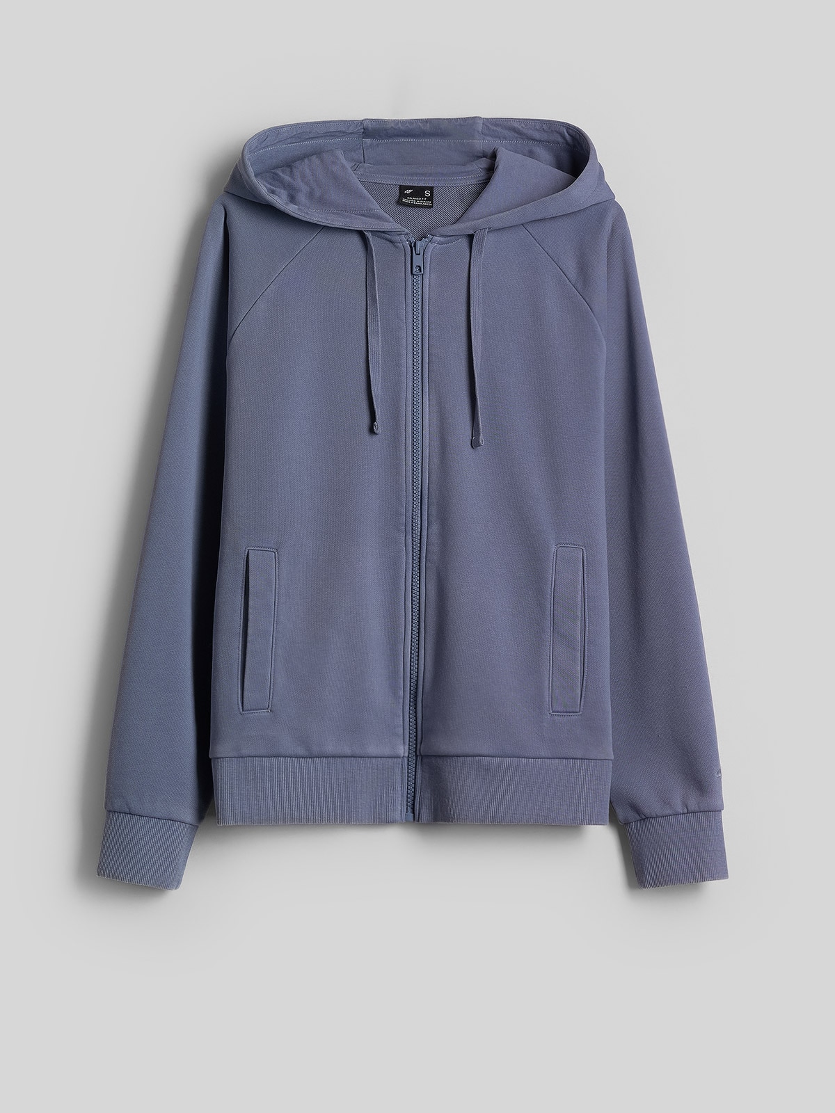4F Bluza dresowa relaxed z kapturem damska - denim XS