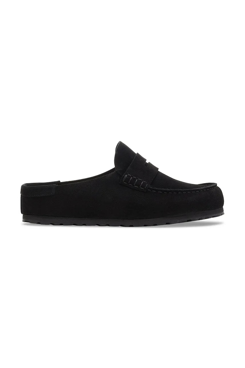 Damskie Birkenstock Naples Wrapped Suede Leather klapki mules zamszowe