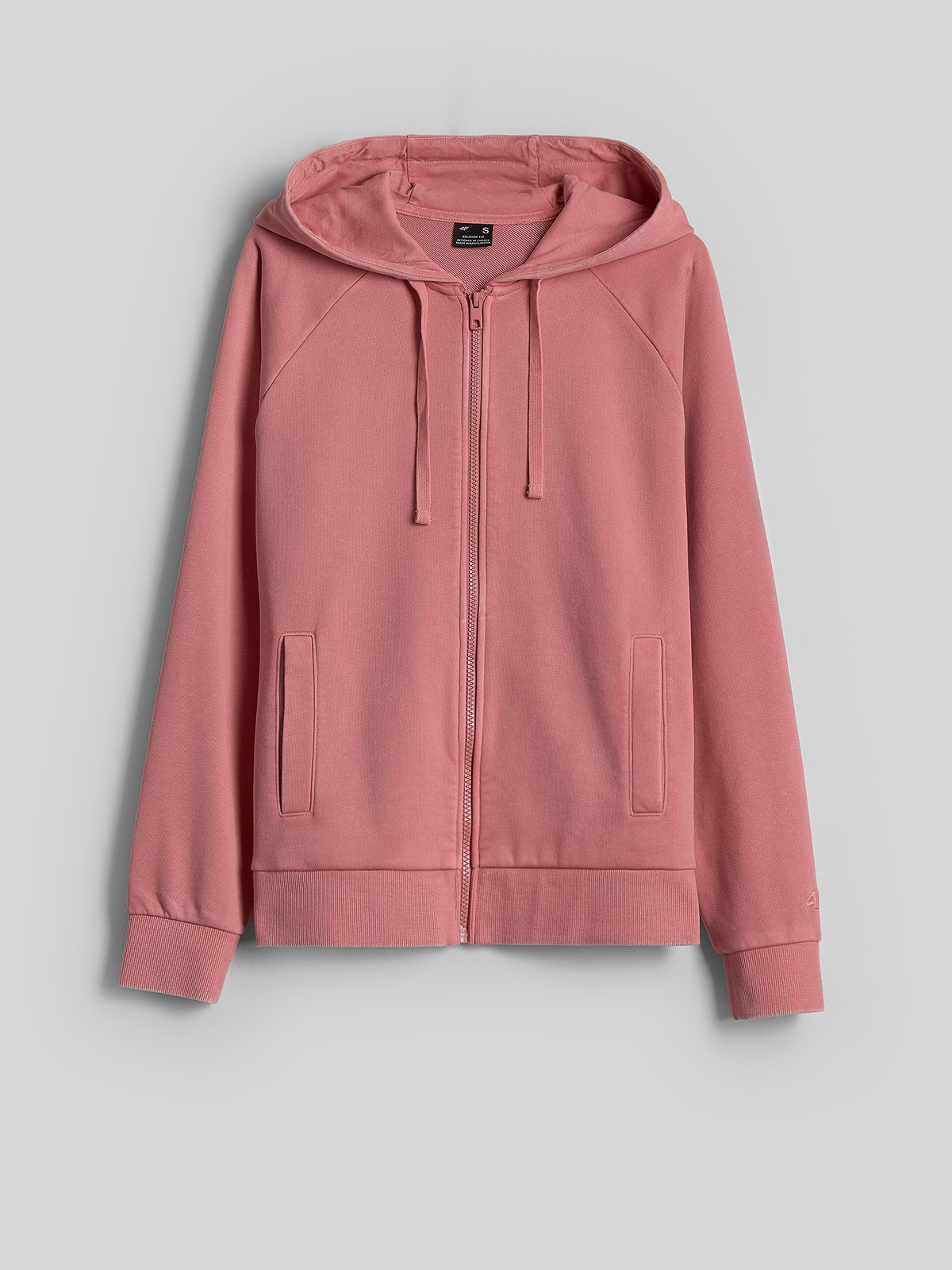 4F Bluza dresowa relaxed z kapturem damska - łososiowa XS