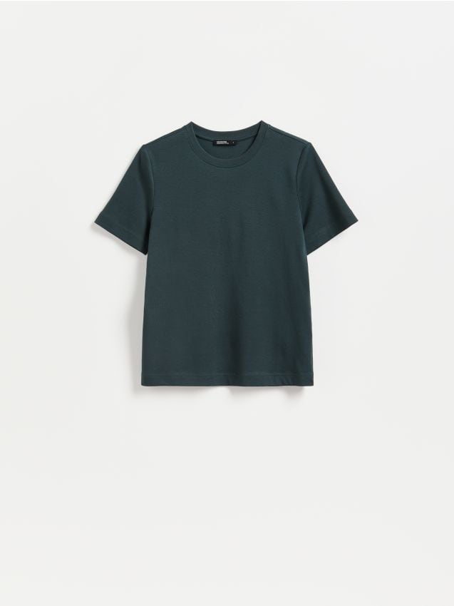Reserved - T-shirt z bawełny merceryzowanej - ciemnoszary