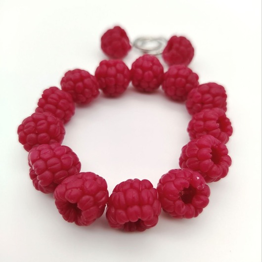 Komplet z malinami handmade bransoletka kolczyki