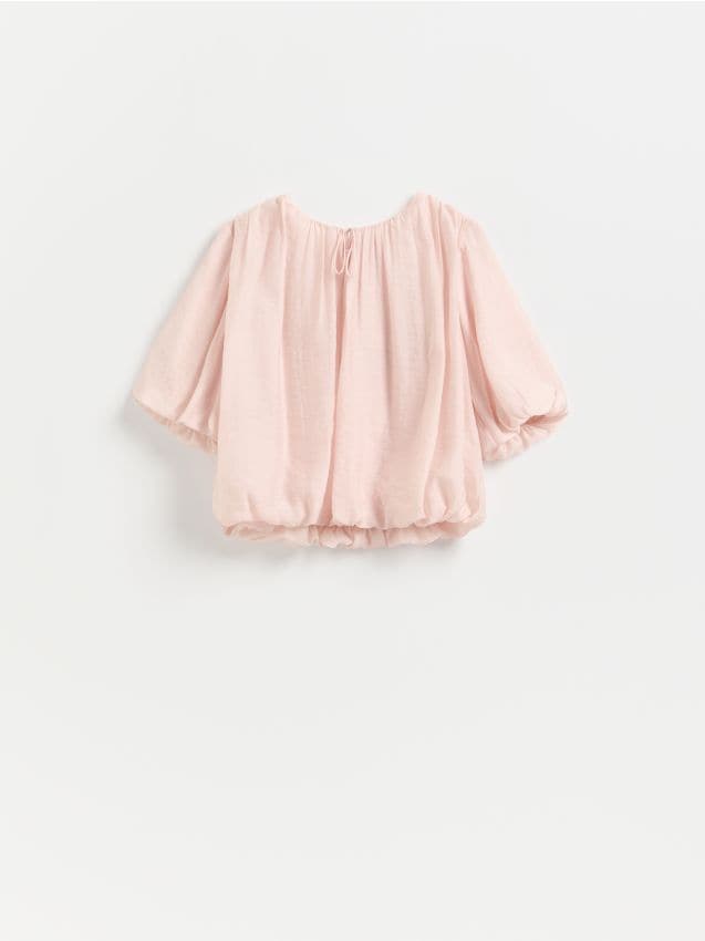 Reserved - Bluzka z lyocellem - pastelowy róż