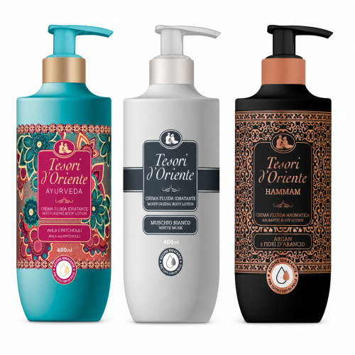 Tesori d’Oriente balsam do ciała zestaw 3 x 400 ml Muschio Bianco Ayurveda Hammam