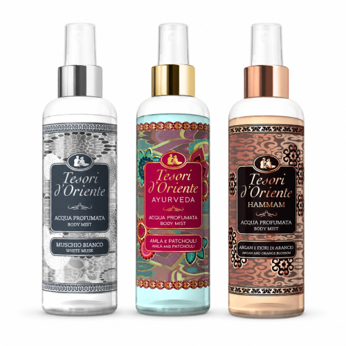 Tesori d’Oriente mgiełka do ciała zestaw 3 x 250 ml Muschio Bianco Ayurveda Hammam