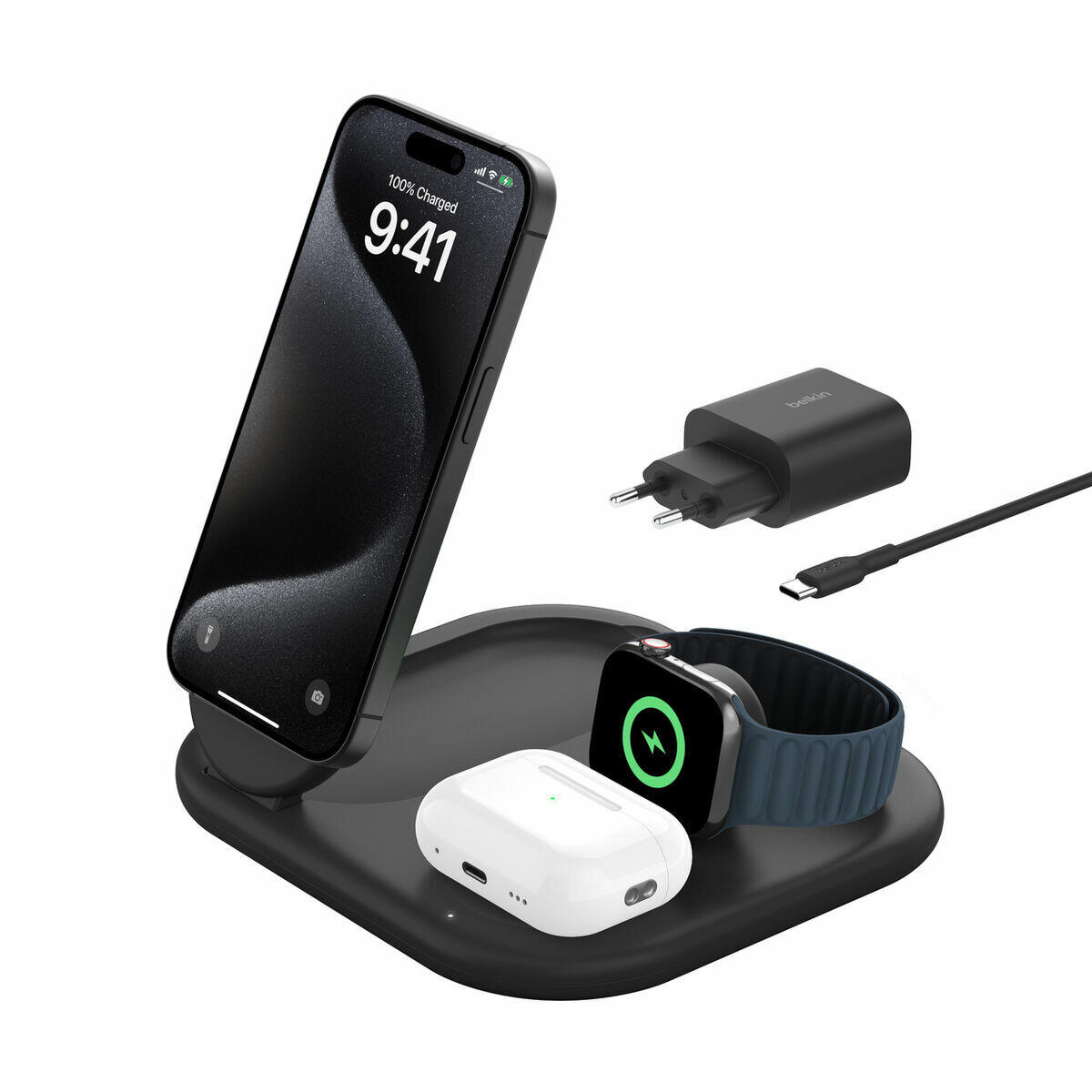 Belkin BoostCharge 3w1 Qi2 15W Czarny
