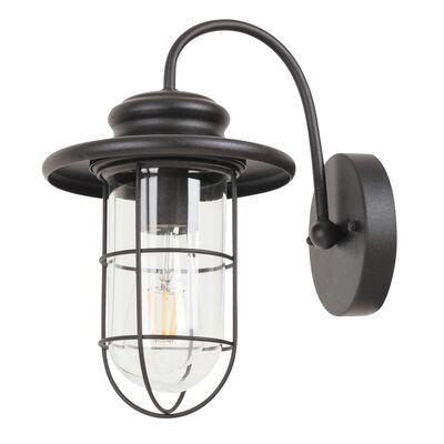 Kinkiet zewnętrzny Pavia E27 1x60W czarny mat, przeźroczyste szkło