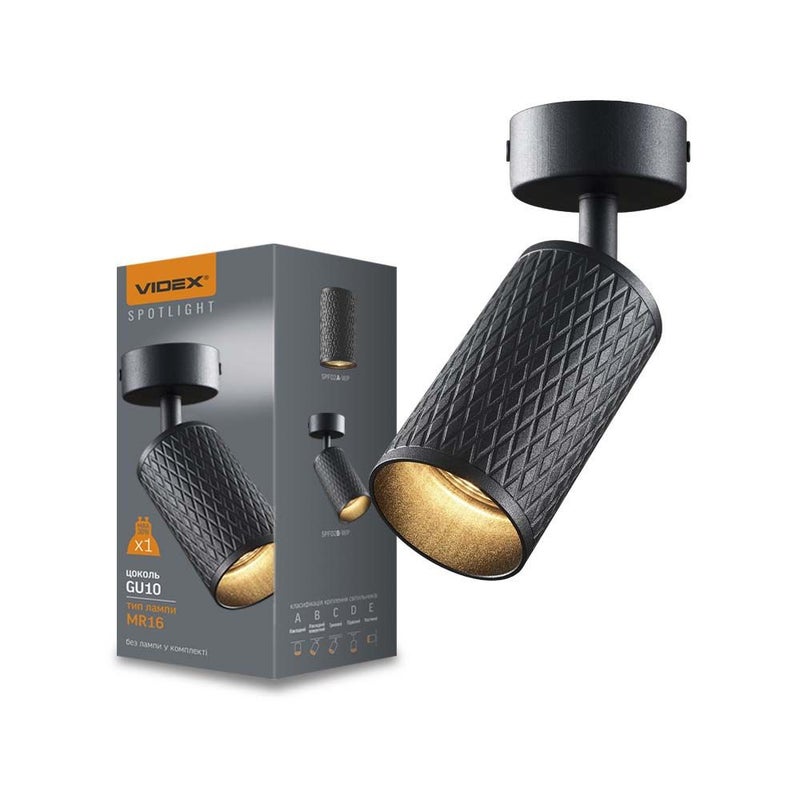 Reflektor sufitowy spot natynkowy Grant okrągły czarny 1xGU10x30W wym: 16 x 5,5 x 5,5 cm aluminium Videx