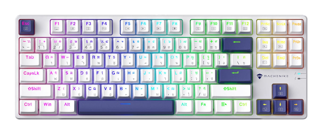 Machenike K500B-B87 QWERTY Tajski Niebieski, Biały