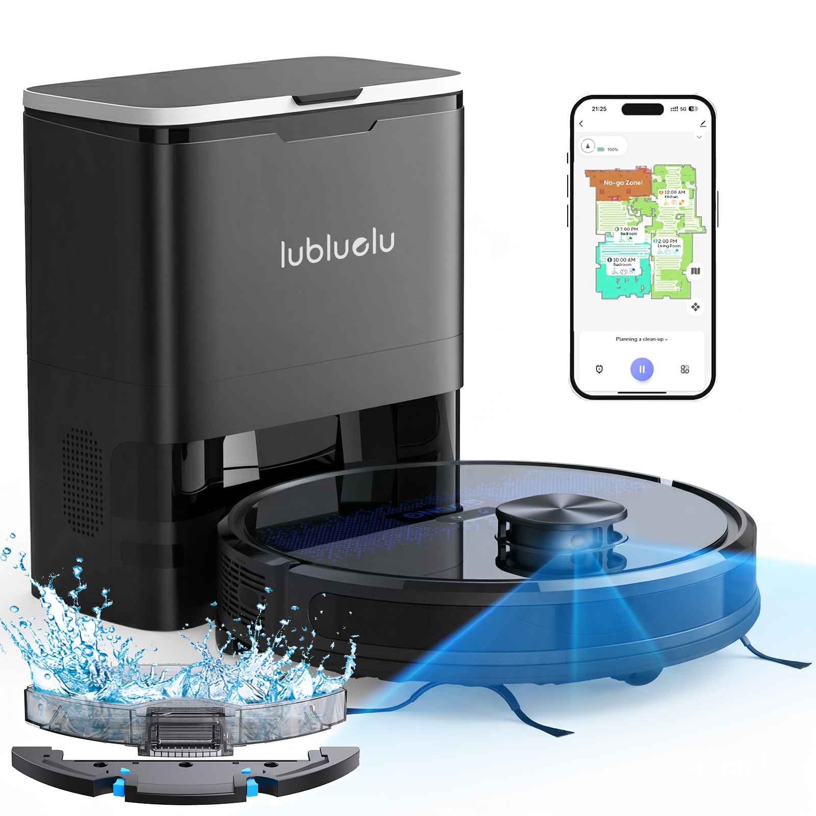 TEMU Lubluelu Nowy Robot Odkurzający Samopusty, Bezdotykowy do 75 Dni, Robot Odkurzająco-Mopujący 7500Pa Super Moc Ssania, Wifi/App/Alexa,