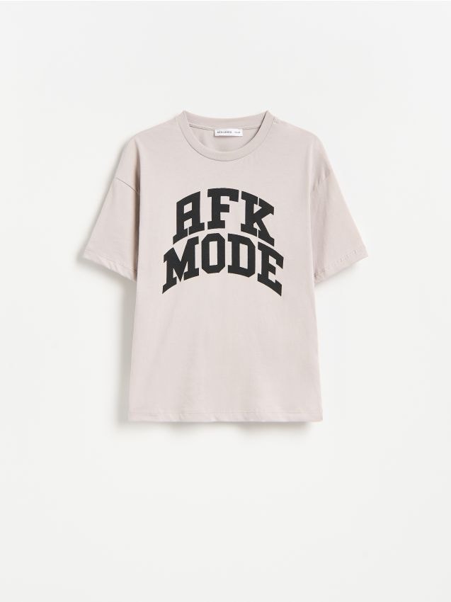 Reserved - Bawełniany t-shirt - beżowy