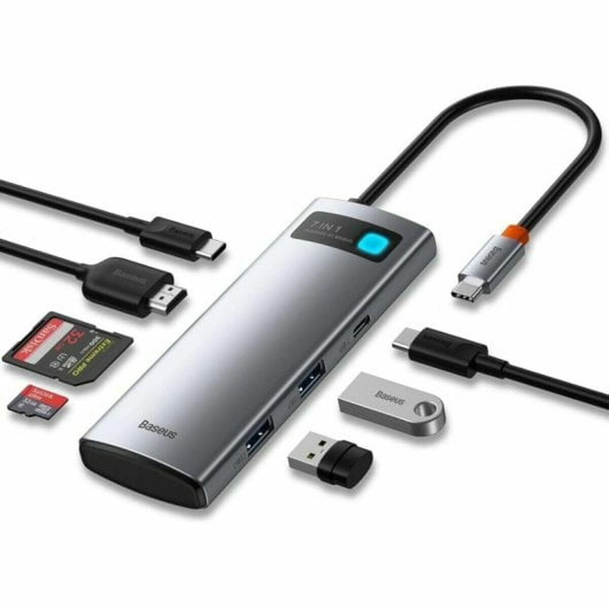 Baseus Adapter 7w1 WKWG020113 Hub USB-C to 2x USB 3.0 + HDMI + 2x USB-C + czytnik microSD SD WKWG020113